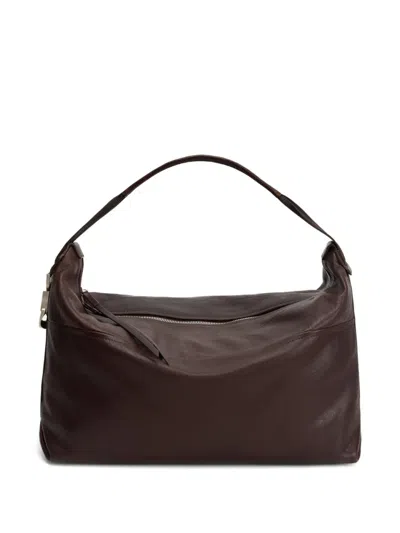 Lemaire Soft Hobo Bag With Unique Leather Features In Brown