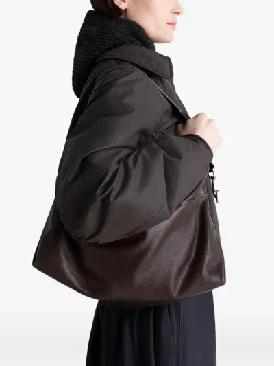 Lemaire Soft Hobo Bag With Unique Leather Features In Brown