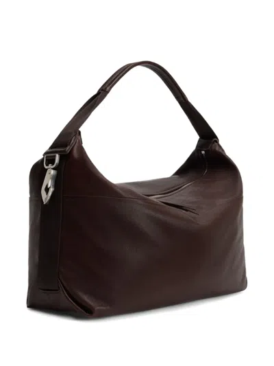 Lemaire Soft Hobo Bag With Unique Leather Features In Brown