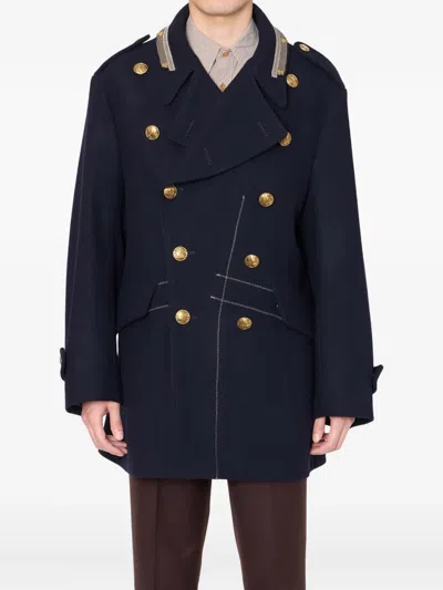 Kolor Double-breasted Coat In Blue