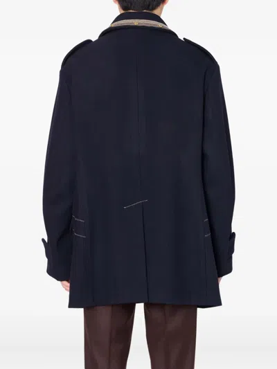 Kolor Double-breasted Coat In Blue