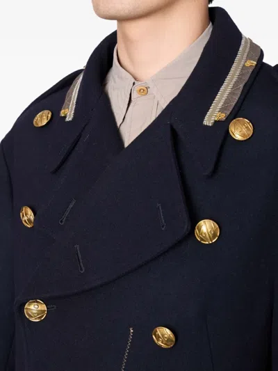 Kolor Double-breasted Coat In Blue