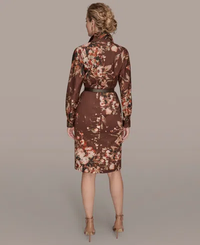 Donna Karan Women's Floral Belted Dress In Brown