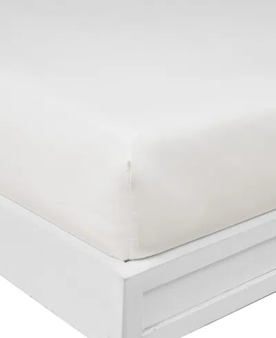Nautica Solid Cotton Rich Blend Fitted Sheet, Queen In White