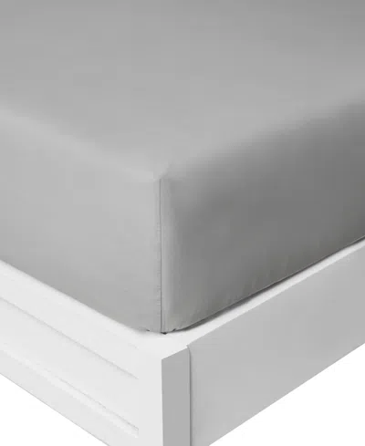 Nautica Solid Cotton Rich Blend Fitted Sheet, Twin Xl In Gray