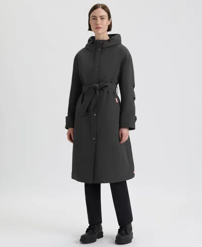 Hunter Women's Hooded Belt Trench Coat In Black