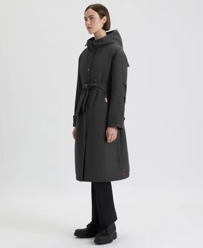 Hunter Women's Hooded Belt Trench Coat In Black