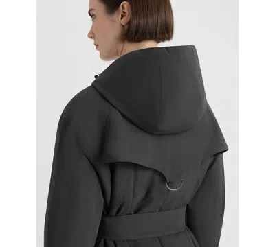 Hunter Women's Hooded Belt Trench Coat In Black