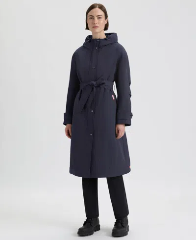 Hunter Women's Hooded Belt Trench Coat In Blue