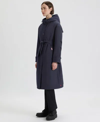 Hunter Women's Hooded Belt Trench Coat In Blue