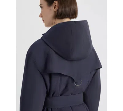 Hunter Women's Hooded Belt Trench Coat In Blue