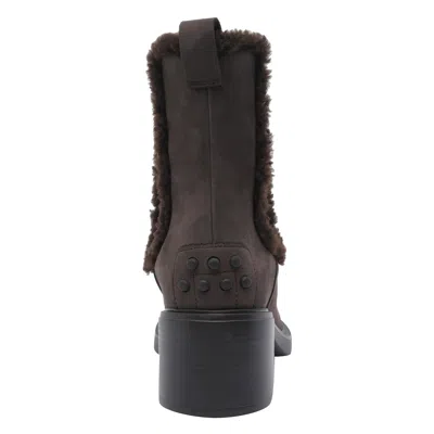 Tod's Suede Block Heel Ankle Booties In Brown
