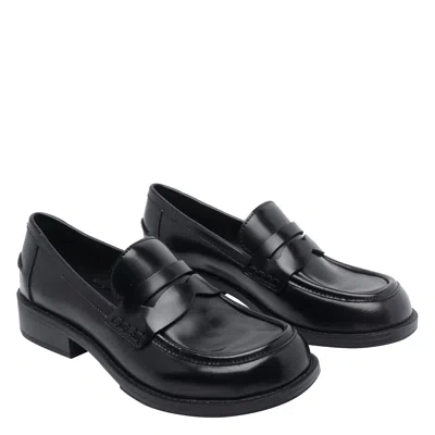 Ash Penny Leather Loafers In Black