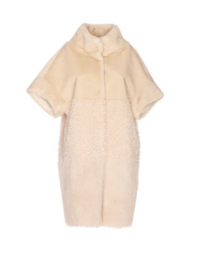 Bully Sword Latte Mix Brown Fake Fur Coat In Neutral