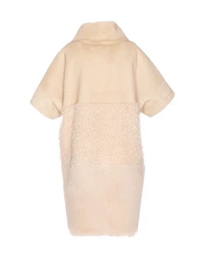 Bully Sword Latte Mix Brown Fake Fur Coat In Neutral