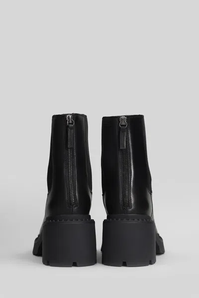 Ash Newton High Heels Ankle Boots In Black Leather In Black