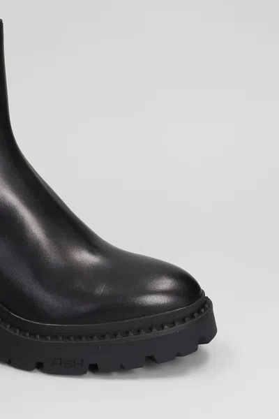 Ash Newton High Heels Ankle Boots In Black Leather In Black