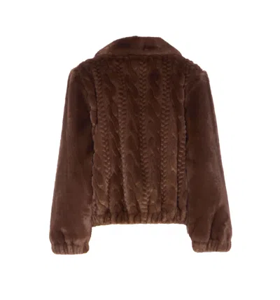 Liu •jo Teddy Bomber Jacket With Cable Knit Detailing In Brown
