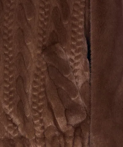 Liu •jo Teddy Bomber Jacket With Cable Knit Detailing In Brown