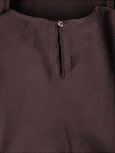 Staud Marcel Ruched Stretch-silk Charmeuse Midi Dress In Brown