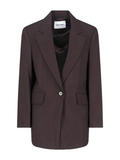Low Classic Tailored Blazer With Notch Lapel And Pockets In Brown