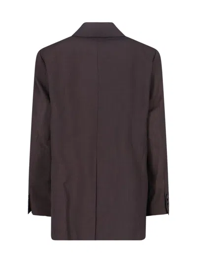 Low Classic Tailored Blazer With Notch Lapel And Pockets In Brown