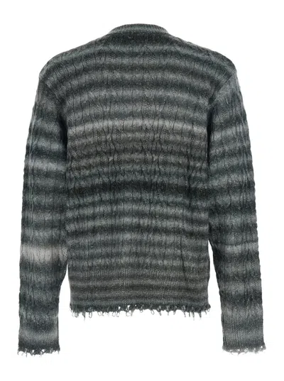 Won Hundred Fringed Striped Crew-neck Sweater In Gray