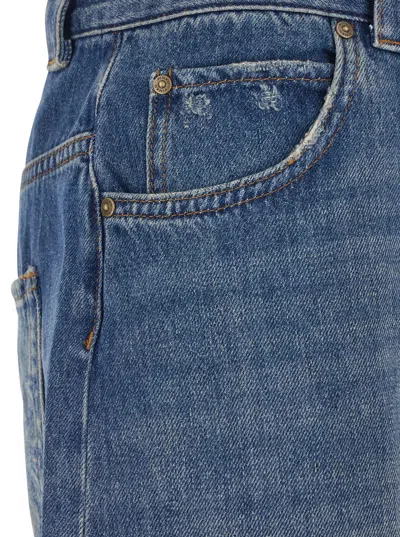 Pinko Blue Jeans With Belt Loops And Distressed Effect In Denim Woman In Blue