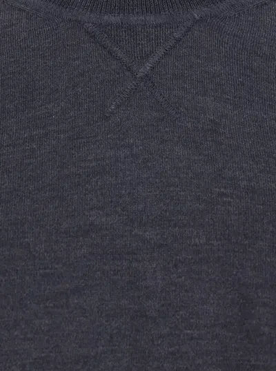 Jacquemus Long Sleeve Crewneck Sweater With Ribbed Cuffs In Blue