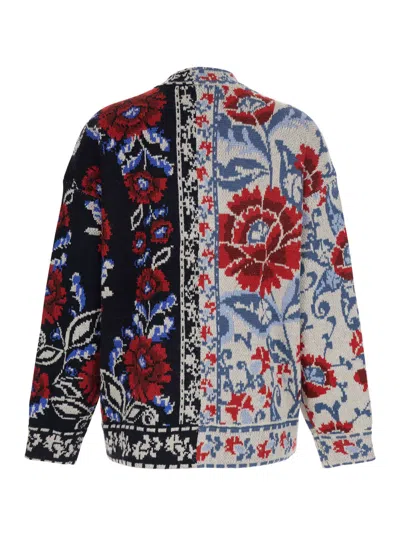 Farm Rio Multicolor V-neck With Cardigan With Floral Motif In Wool Blend Woman In Multi