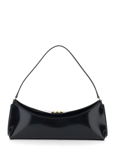 Jacquemus Le Calisso Black Shoulder Bag With Engraved Snap Button In Leather In Black