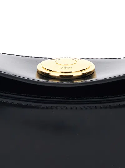 Jacquemus Le Calisso Black Shoulder Bag With Engraved Snap Button In Leather In Black