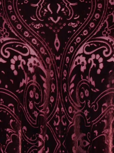 Etro Bordeaux Cape With All-over Paisley Motif And Triangular Hem In Silk Blend Woman In Burgundy
