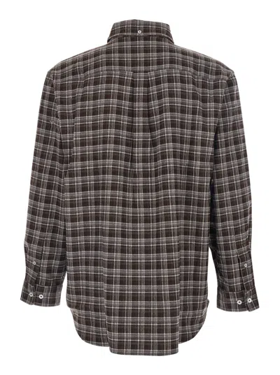Dunst Unisex Check Flannel Shirt In Brown