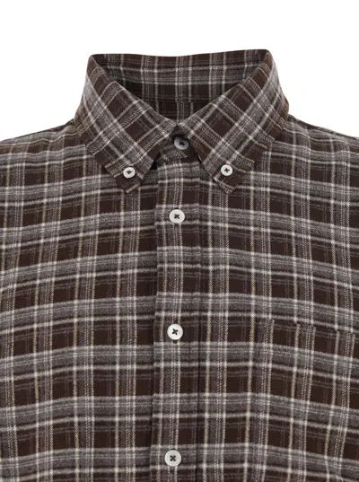 Dunst Unisex Check Flannel Shirt In Brown