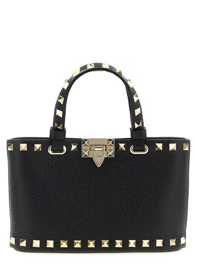Valentino Rockstud Mini Tote Bag With Chain Strap In Black