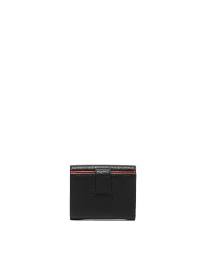 Ferragamo Gancini Grained Leather Compact Wallet In Black