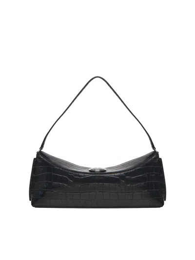 Jacquemus Le Calisson Crocodile-effect Leather Shoulder Bag In Black