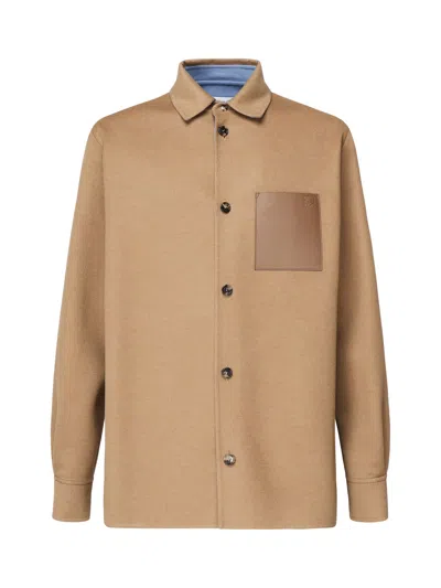 Loewe Camel-colored Virgin Wool And Cashmere Jacket-shirt Men In Gold