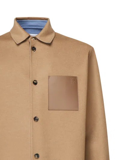 Loewe Camel-colored Virgin Wool And Cashmere Jacket-shirt Men In Gold