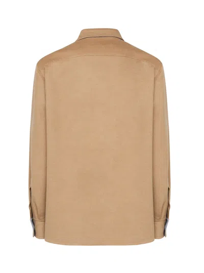 Loewe Camel-colored Virgin Wool And Cashmere Jacket-shirt Men In Gold
