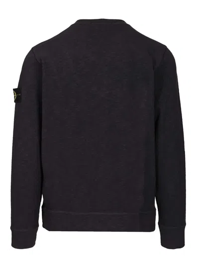Stone Island Cotton Sweatshirt With Removable Logo Patch In Black