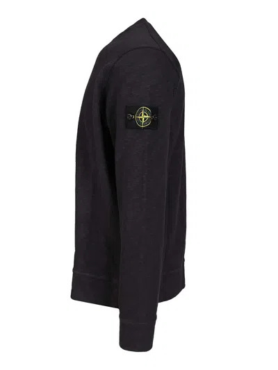 Stone Island Cotton Sweatshirt With Removable Logo Patch In Black
