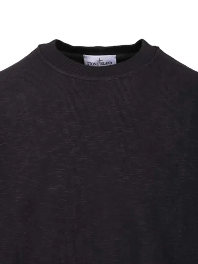 Stone Island Cotton Sweatshirt With Removable Logo Patch In Black