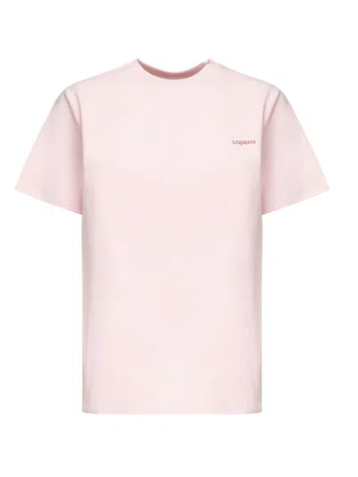 Coperni Embroidered Cotton T-shirt In Pink