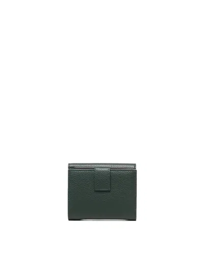 Ferragamo Gancini Grained Leather Compact Wallet In Green
