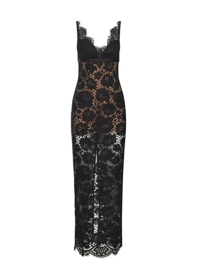 Self-portrait Floral Lace Maxi Dress In Black