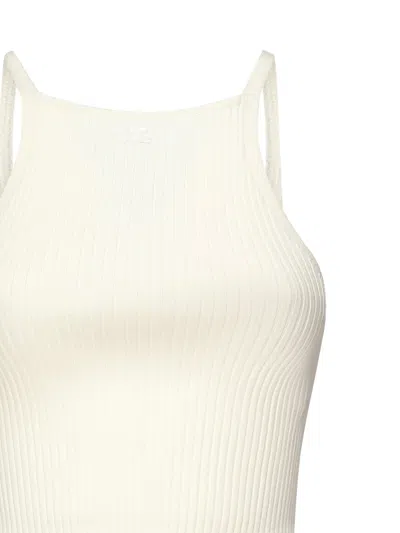Courrèges Ribbed Knit Top In White