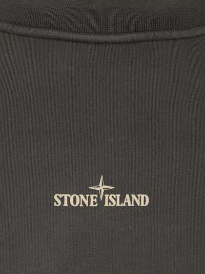 Stone Island Cotton Fleece Oversized Fit Sweatshirt With Industrial Four Print In Gray