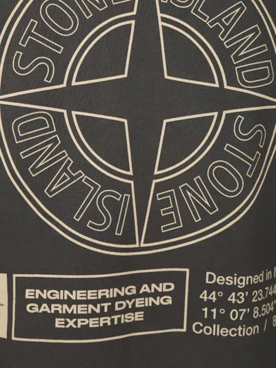 Stone Island Cotton Fleece Oversized Fit Sweatshirt With Industrial Four Print In Gray